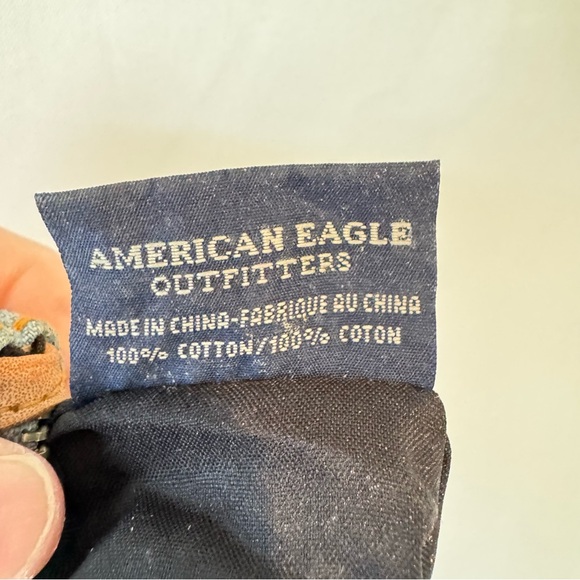 Vintage American Eagle Denim Wristlet Blue Jean Wallet Cognac Strap Y2K Bohemian - Picture 8 of 9